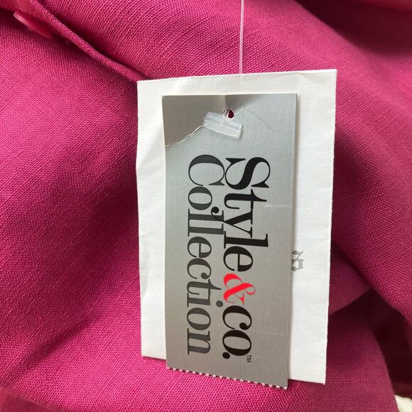 Style Co Collections Shirt Sz 16 Linen NWT Collar Lightweight Coastal Lagenlook - Picture 8 of 10